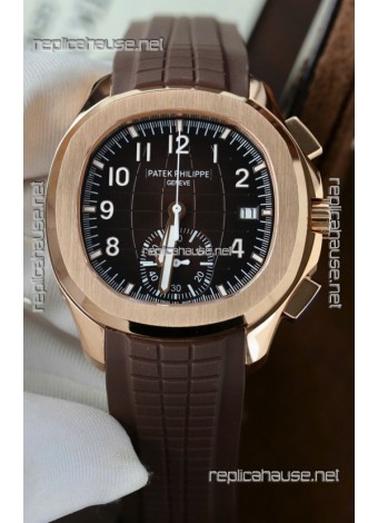 Patek Philippe Aquanaut Super Clone 5968 Chronograph Rose Gold Casing Brown Dial Watch 