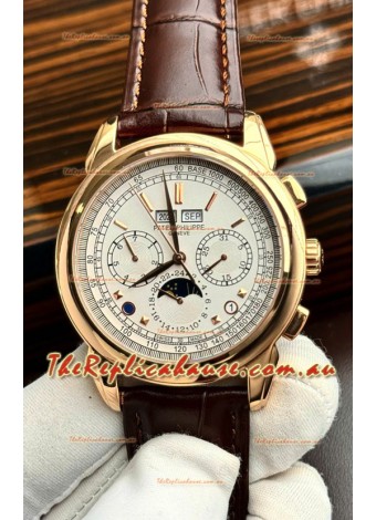 Patek Philippe Grand Complications 5270 Swiss Replica Watch in Rose Gold Casing White Dial