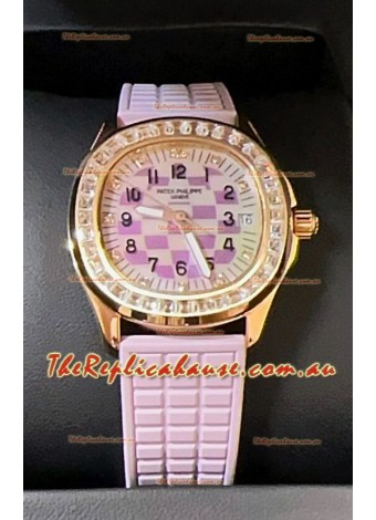Patek Philippe Super Clone Aquanaut LUCE 5072R Rose Gold Automatic in Pink Dial 35MM