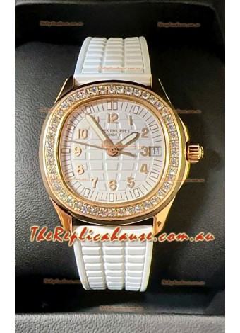 Patek Philippe Superclone Aquanaut 5072R Mossanites Paved Watch in Rose Gold Casing