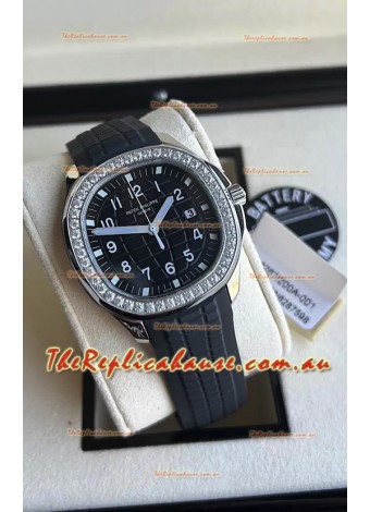 Patek Philippe Aquanaut 5267 Swiss Replica Black Dial in Stainless Steel Diamonds Bezel 38.5MM