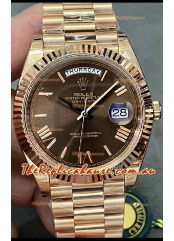 Rolex Day Date Presidential 18K Rose Gold Watch 40MM - Brown Dial 1:1 Mirror Quality