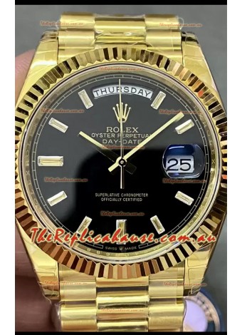 Rolex Day Date Presidential 18K Yellow Gold Watch 40MM - Black Dial 1:1 Mirror Quality