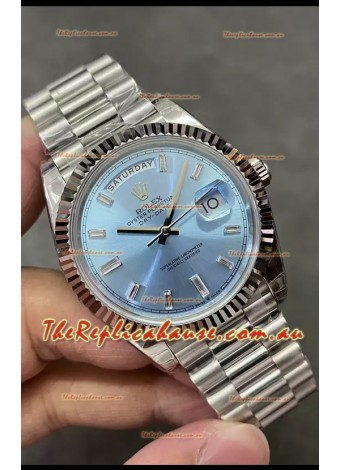 Rolex Day Date Presidential Stainless Steel ICE Blue Dial Watch 40MM - 1:1 Mirror Quality
