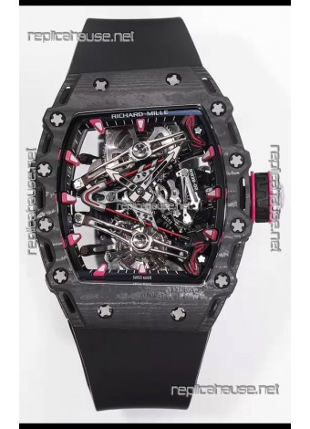 Richard Mille RM38-02 Carbon Casing Bubba Watson Black Rubber Tourbillon Movement 1:1 Mirror Replica