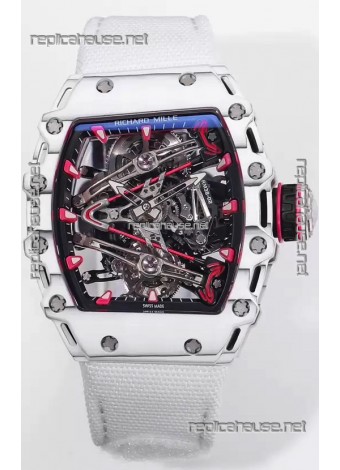 Richard Mille RM38-02 Carbon Casing Bubba Watson White Nylon Tourbillon Movement 1:1 Mirror Replica
