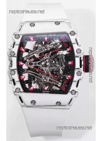 Richard Mille RM38-02 White Carbon Bubba Watson White Rubber Tourbillon Movement 1:1 Mirror Replica