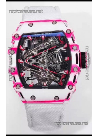 Richard Mille RM38-02 White/Pink Carbon Bubba Watson White Nylon Tourbillon Movement 1:1 Mirror Replica