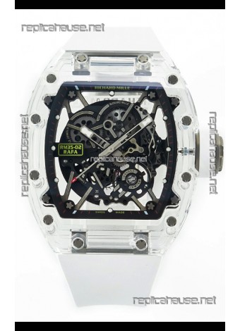 Richard Mille RM35-02 Rafael Nadal Transparent Sapphires Casing with Genuine Tourbillon Super Clone Watch