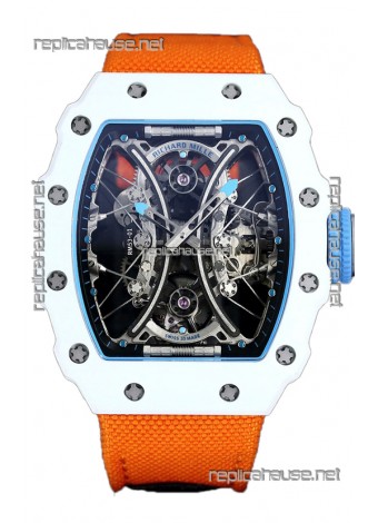 Richard Mille RM53-01 Pablo Mac Donough White TPT CASE White Orange Nylon Swiss Replica Watch