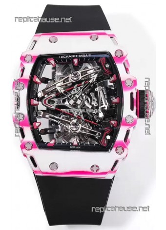 Richard Mille RM38-02 White/Pink Carbon Bubba Watson Black Rubber Tourbillon Movement 1:1 Mirror Replica