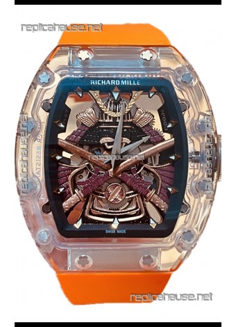 Richard Mille RM047 Samurai Genuine Tourbillon Watch in Orange Strao Sapphires Casing
