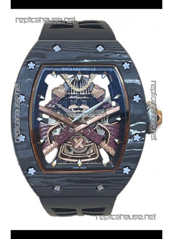 Richard Mille RM047 Samurai Genuine Tourbillon Watch in Carbon Casing Black Strap