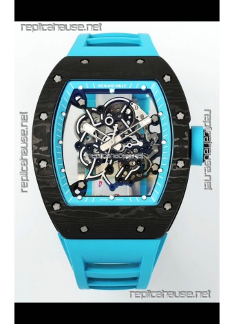 Richard Mille RM055 Black Carbon Casing Blue Rims 1:1 Superclone Genuine Tourbillon Watch 