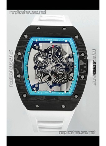 Richard Mille RM055 Black Carbon Casing Blue Rims 1:1 Superclone Genuine Tourbillon Watch 