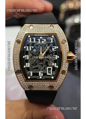 Richard Mille RM67-01 Rose Gold Diamonds Titanium Casing 1:1 Swiss Replica Watch 