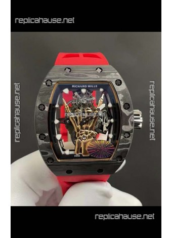 Richard Mille RM66 Flying Genuine Tourbillon Black Carbon Red Strap Superclone Replica Watch 