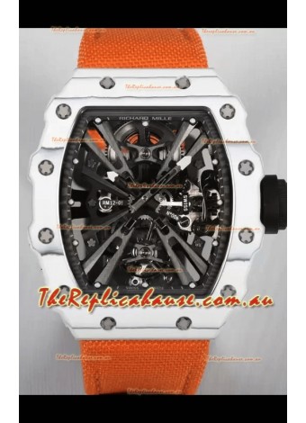 Richard Mille RM12-01 White Carbon Fiber Case Genuine Tourbillon Movement 1:1 Mirror Replica Watch