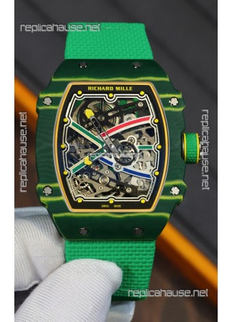Richard Mille Super Clone RM67-02 Wayde Van Niekerk Green Carbon TPT 37 Grams Watch Green Strap