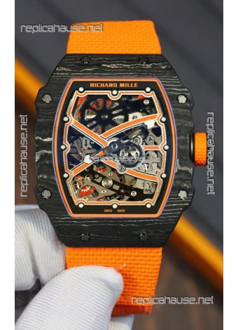 Richard Mille Super Clone RM67-02 Black Carbon TPT 37 Grams Watch Orange Strap