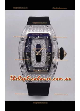 Richard Mille Super Clone RM07-01 Diamonds Paved 904L Steel Casing Automatic Replica Watch