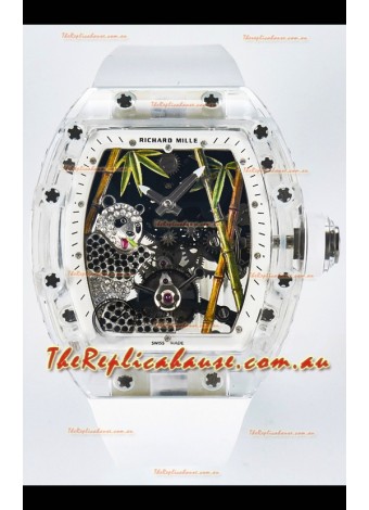 Richard Mille RM26-01 Tourbillon Panda Transparent Sapphires Casing Watch - Super Clone Replica