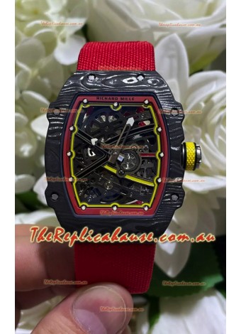 Richard Mille Super Clone RM67-02 Alexander Zverev Black Carbon TPT 37 Grams Watch Red Strap
