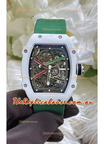 Richard Mille Super Clone RM67-02 White Quartz TPT 37 Grams Watch Green Strap