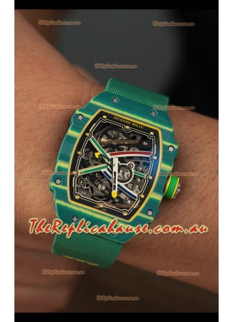 Richard Mille Super Clone RM67-02 Wayde Van Niekerk Green Carbon TPT 37 Grams Watch Green Strap