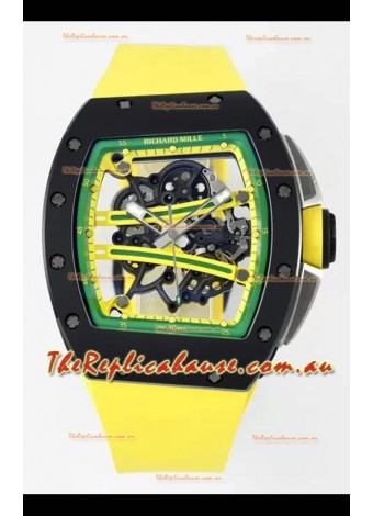 Richard Mille Super Clone RM61-01 Black Ceramic Yellow Strap Swiss Replica Watch