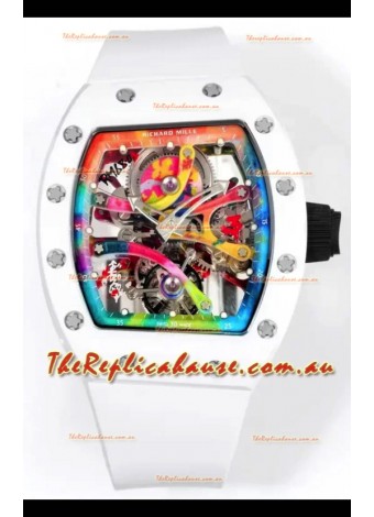 Richard Mille Super Clone RM68-01 White Ceramic Casing White Strap Tourbillon Swiss Replica