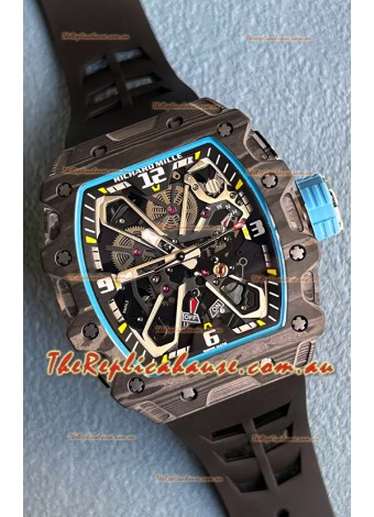 Richard Mille RM35-03 Rafael Nadal Edition Black Carbon Fiber Casing 1:1 Mirror Replica Watch in Black Strap