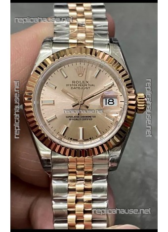 Rolex Datejust Super Clone Green Dial 2 Tone Rose Gold - Gold Dial Watch 28MM