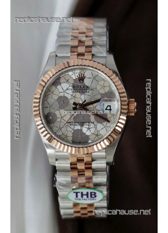 Rolex Datejust Cal.3235 Movement Super Clone Rose Gold 2 Tone 31MM Motif Dial Watch 