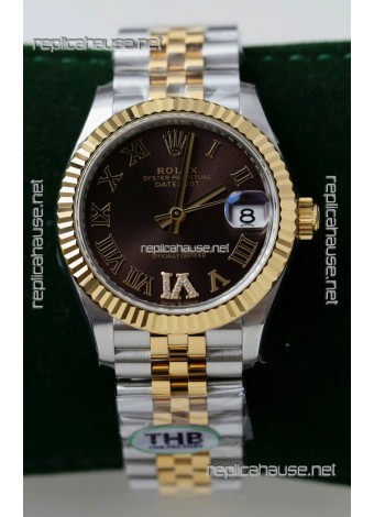 Rolex Datejust Cal.3235 Movement Super Clone Rose Gold 2 Tone 31MM Brown Dial Watch 