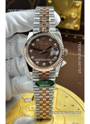 Rolex Datejust Super Clone Cal.3235 Brown Computer Dial 2 Tone Rose Gold Casing Watch 36MM