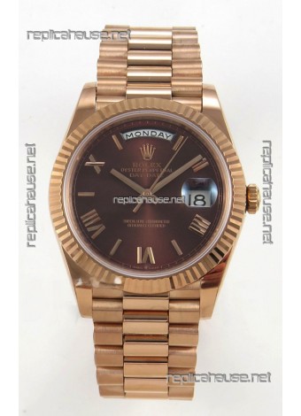 Rolex Day Date Super Clone Brown Dial 40MM 220 Grams Swiss Replica watch 