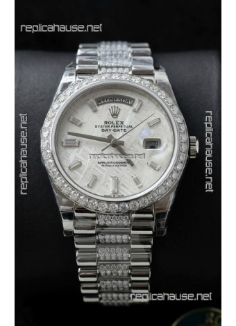Rolex Day Date Presidential Stainless Steel Meteorite Dial Watch 40MM - 1:1 Mirror Quality