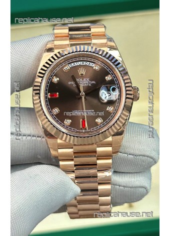 Rolex Day Date Presidential 18K Rose Gold Watch 40MM - Brown Dial 1:1 Mirror Quality