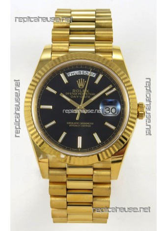 Rolex Day Date Super Clone Black Dial 40MM 220 Grams Swiss Replica watch 