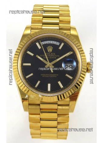 Rolex Day Date Super Clone Black Honey-Comb Dial 40MM 220 Grams Swiss Replica watch 