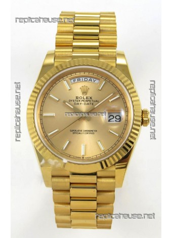 Rolex Day Date Super Clone Gold Dial 40MM 220 Grams Swiss Replica watch 