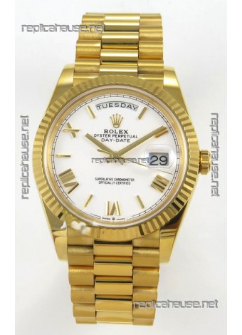 Rolex Day Date Super Clone White Dial 40MM 220 Grams Swiss Replica watch 
