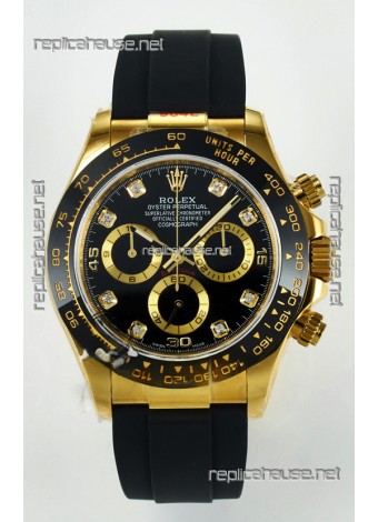 Rolex Daytona Super Clone 116518 Yellow Gold Black Dial Original Cal.4130 Movement