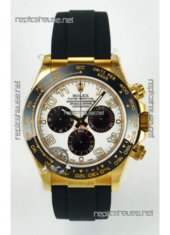 Rolex Daytona Super Clone 116518 Yellow Gold White Dial Original Cal.4130 Movement
