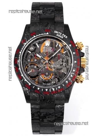Rolex Daytona Blaken Black Carbon 1:1 Swiss Mirror Replica Skeleton Dial Cal.4130 Movement