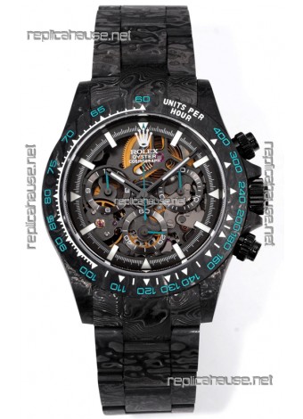 Rolex Daytona Blaken Black Carbon 1:1 Swiss Mirror Replica Skeleton Dial Cal.4130 Movement