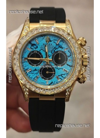 Rolex Daytona Super Clone 126518LN Yellow Gold Turquoise Dial Original Cal.4131 Movement