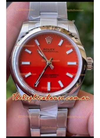 Rolex Oyster Perpetual REF#277200 31MM Swiss Movement Swiss Replica Red Dial 904L Steel 1:1 Mirror Replica Watch