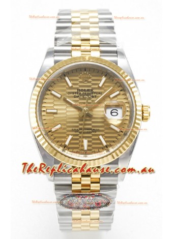 Rolex Super Clone Datejust ETA 3235 Movement 36MM Two Tone Yellow Gold Swiss Fluted Dial